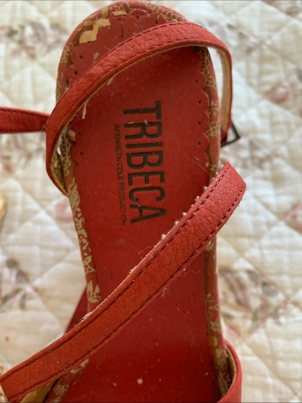 TRIBECA by Kenneth Cole - Red Wedge Espadrille with Bow Accent